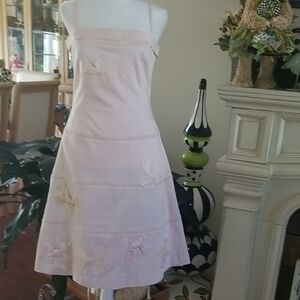 Chic Blush Midi Dress with Floral Accents